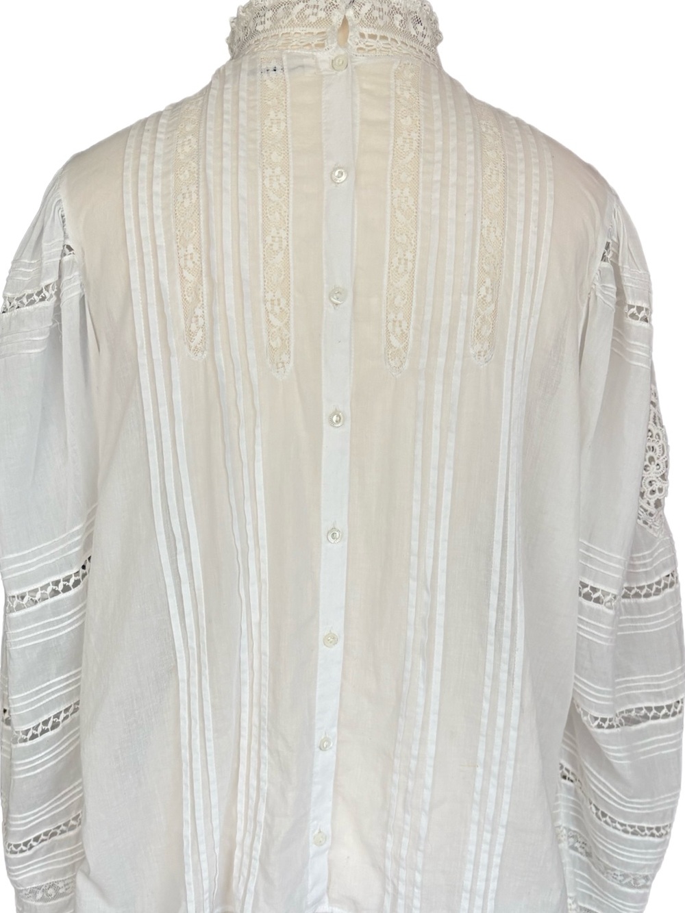 Dôen Lace Amaya Blouse Ivory Cotton Crochet Cutout High Neck Long Sleeve M - Picture 12 of 12